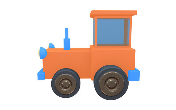 Cartoon Tractor left 3d render