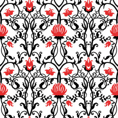 Materiał do szycia Vintage vector seamless flower pattern