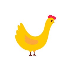 Cute cartoon chicken vector illustration. Hen isolated