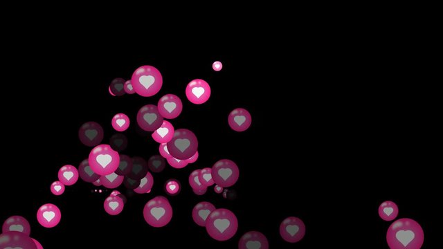 bubble love animation on black background
