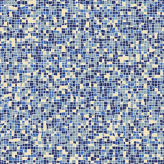 Geometric abstract unisex mosaic seamless vector pattern in blue colors. Swimming pool tiles surface print design. Great wor wellbeing, wellness, background, textures and packaging.