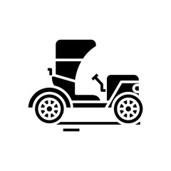 Retro auto black icon, concept illustration, vector flat symbol, glyph sign.