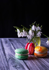 Multicolored bright macaroons