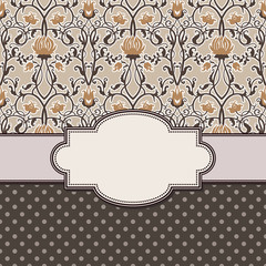 Vintage vector abstract flower frame with text place