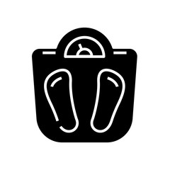 Scale black icon, concept illustration, vector flat symbol, glyph sign.