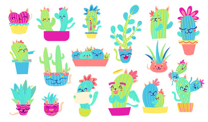Cat cactus funny set
