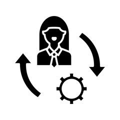 Setting support black icon, concept illustration, vector flat symbol, glyph sign.