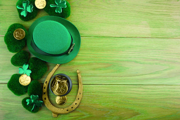 St patricks day leprechaun. Holiday frame. Greeting happy st. Party invitation poster