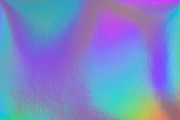 Abstract trendy rainbow holographic background in 80s style. Blurred texture in violet, pink and...