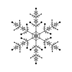 Snowflake black icon. Christmas and winter theme. Simple flat black illustration
