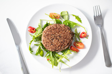 Close up of tasty beef patty