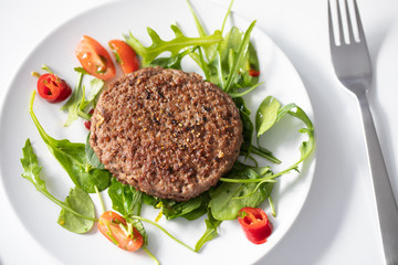 Close up of tasty beef patty