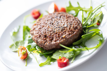 Close up of tasty beef patty