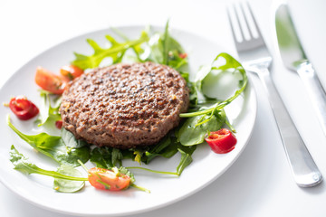 Close up of tasty beef patty