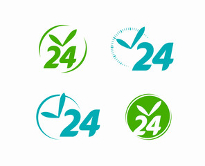 Open 24 hours sign. 24h, clock icon or label vector illustration