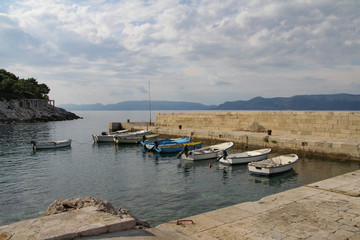Fototapeta na wymiar old small fishing port for small boats