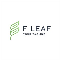 Fototapeta premium F Leaf Logo — Eco Lettermark with Leaf Icon