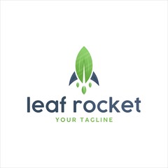Fototapeta premium Nature Logo Design for Green Leaf with Rocket Vector or Flying Rocket with Flame/Fair