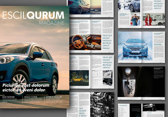 Magazine Layout with Blue Accents