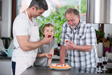 Together. Three generations of men. 