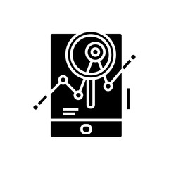 Searching data black icon, concept illustration, vector flat symbol, glyph sign.