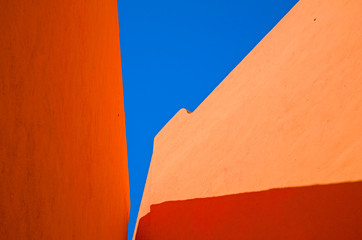 Minimalistic Architecture orange walls forming interesting basic shapes