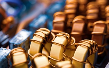 Top view close-up of color iron powder coils
