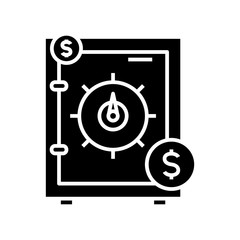 Safe black icon, concept illustration, vector flat symbol, glyph sign.