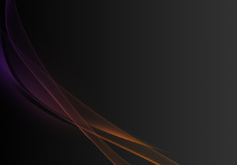 Abstract dark background with multicolored dynamic lines with space for your text