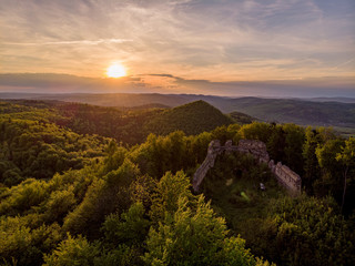 Herburt castle, Dobroml, Ukraine. Drone shot