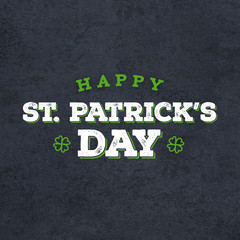 Happy St. Patrick's Day Grunge Text Over Black Chalkboard Background, Square