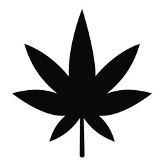 Vector illustration of cannabis leaf. Green marijuana icon on transparent background.