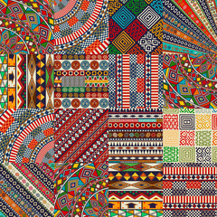Seamless tribal patchwork - obrazy, fototapety, plakaty