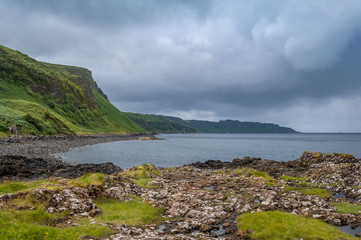 Island of Mull rocks nad sea shore landscape. Virgin nature of Hebrides islands, Scotland.