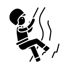 Rock climber black icon, concept illustration, vector flat symbol, glyph sign.