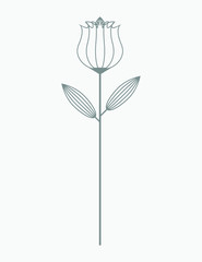 Gray rose with blend effect, vector illustration symbol