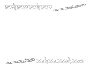 飾り罫とフルート、ピッコロのフレーム素材 © 夏妃 吉野