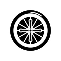 Roulette game black icon, concept illustration, vector flat symbol, glyph sign.