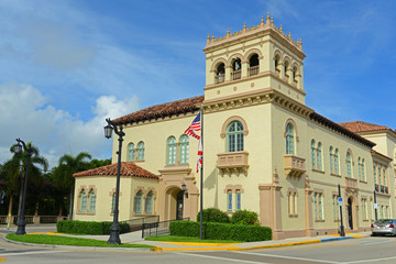 Palm Beach Town Hall was built in 1925 in downtown Palm Beach, Florida FL, USA.