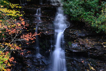 Fototapeta premium Refreshing Waterfall Hidden Deep in the Autumn Forest