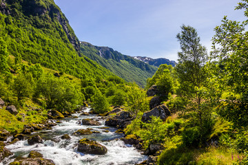 Naklejka na ściany i meble mountain trail in Folgefonna National Park in Norway
