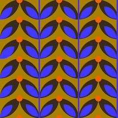 Geometric Abstract leaves Pattern. Mid-century modern nature inspired leafy seamless vector repeat pattern perfect for wallpaper, fabrics, interior projects,packaging and printing or as art prints.