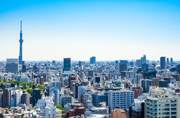 Obraz premium 東京 青空と都市風景