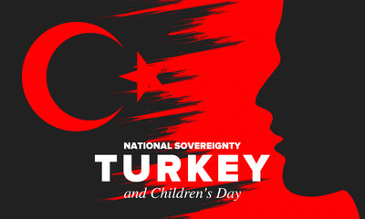 National Sovereignty and Children’s Day in Turkey. National holiday, celebrated annual in April 23. Turkish flag. Patriotic sign and elements. Poster, card, banner and background. Vector illustration