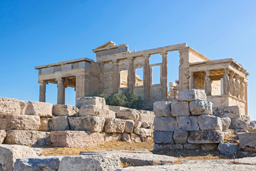 View of Acropolis. Famous place in Athens - capital of Greece. Ancient monuments.