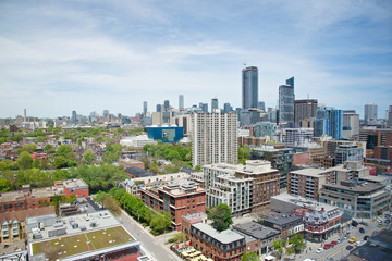 Fototapeta na wymiar Bird eye view of Toronto downtown ( north Richmond St W and Spadina Ave )