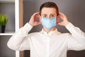 Man wearing a protective mask for protection from coronavirus