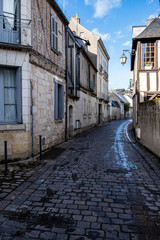 Fototapeta na wymiar Tours, France - 03/12/2019: Medieval street en Tours. Medieval houses. Old building and houses of Tours.