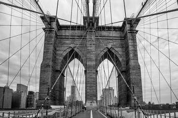 Fototapeta na wymiar brooklyn bridge in new york, USA, BW, Black and White