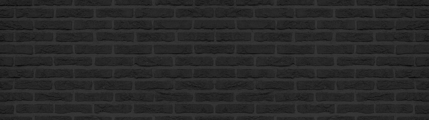 Dark black anthracite  rustic brick wall texture banner panorama